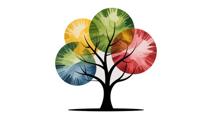 Vibrant Tree of Life: A striking visual representation of a tree, its branches adorned with colorful orbs, symbolizing growth, harmony, and the interconnectedness of life.