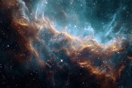 Exploration of a vibrant galaxy nebula filled with colorful gases and stars illuminating the vast expanse of outer space - Powered by Adobe