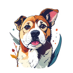 Adorable dog portrait with expressive eyes and fluffy fur looking directly at viewer.