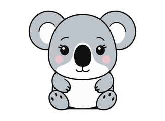 cute girl koala illustration with pink cheeks on white background