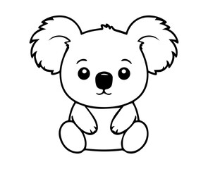Fototapeta premium black and white silhouette of a cartoon sitting koala vector illustration