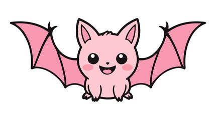 Obraz premium cute pink bat smiling vector simple illustration