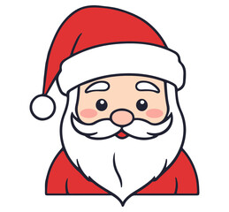 cute cartoon smiling santa claus vector illustration with red hat and clothes