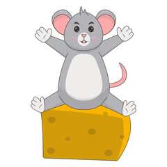 Baby Mouse Character in Cartoon Design. Vector Illustration