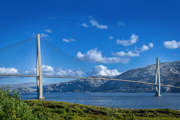The Helgelandsbrua, a suspension bridge in Northern Norway