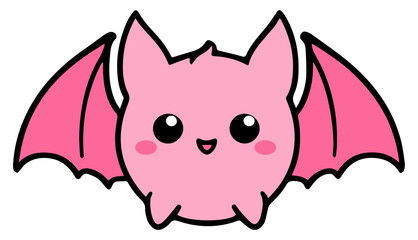 cute smiling pink cartoon bat vector illustration