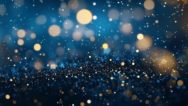 Glitter and bokeh lights creating festive blue background