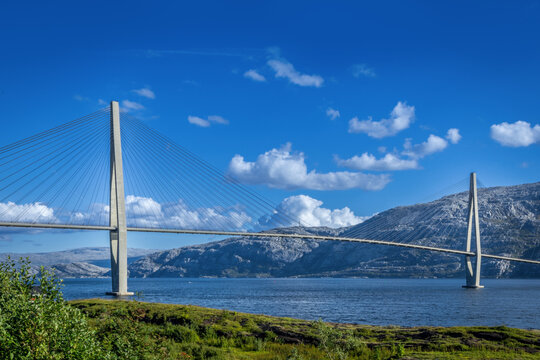 The Helgelandsbrua, a suspension bridge in Northern Norway