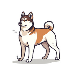 A charming cartoon illustration of a Shiba Inu dog standing proudly.