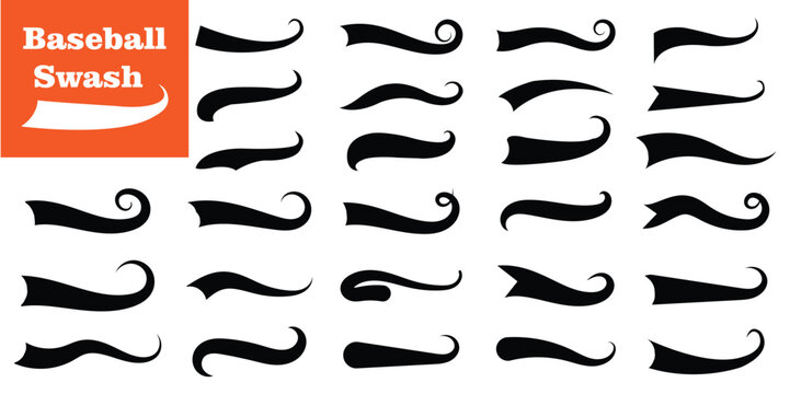 Swash and swooshes tails icon, Typography font curve tail, Text swooshes collection, Calligraphic swoosh tail set, Texting letters tail for lettering or baseball club