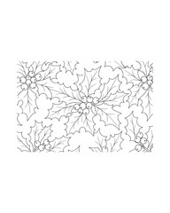 Christmas Holly Branches Line Art Illustration