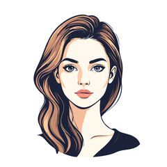 Elegant portrait illustration of a beautiful young woman.