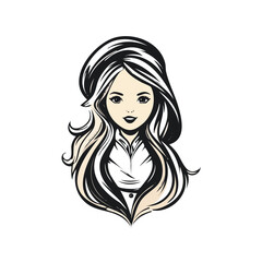 Elegant Young Woman with Long Wavy Hair and Expressive Eyes.