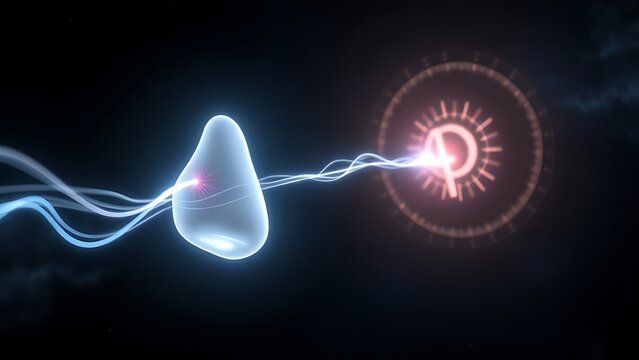 Glowing nose and eye in space connected to Parkinson's symbol