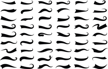Baseball swoosh decorative calligraphic tail element. Underline retro swoop wave line for athletic tshirt. Hand drawn curly swishes, swash, twiddle. Vector illustrator