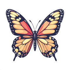 Vibrant orange and yellow butterfly illustration isolated on a white background.