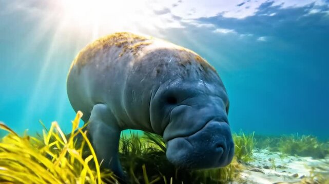 Gentle giants of the ocean: A captivating underwater exploration of manatees in their natural