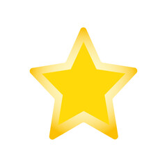 Golden five-pointed star icon illustration for success ranking award isolated on transparent background