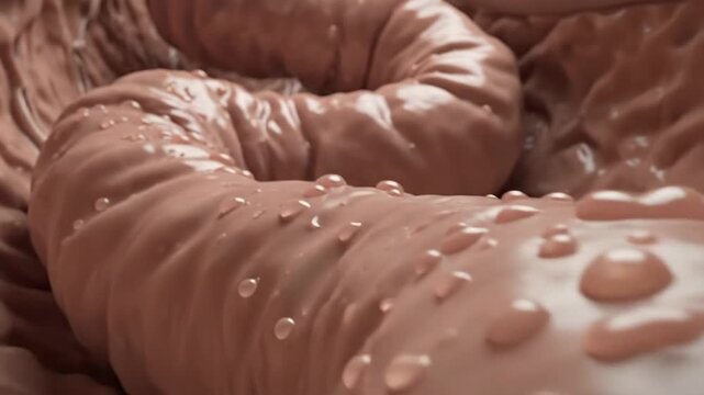 Medical Animation of Human Vas Deferens Ampulla with Fluid Droplets