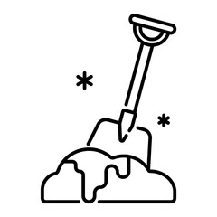 Shovel icon. tool, snow, winter, dig, handle, equipment, cold, outdoor, cleanup, blade. Vector Icon Illustration