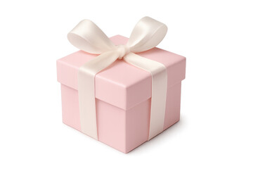Obraz premium Pink gift box with ribbon and bow on transparent background