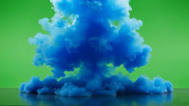 Bright Blue Smoke Cloud Illustration. Fantastic blue smoke. Magic smoke. Smog cloud on podium or stage. Fog vapor over ground or water surface, magic haze. Magic smoke, magic fog, blue steam on light 