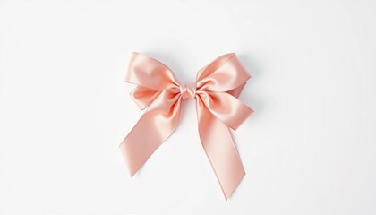 Elegant, satin gift bow, tied perfectly, on a crisp white background,  anniversary,  shine