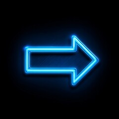 Blue illuminated arrow pointing to the right against a black background