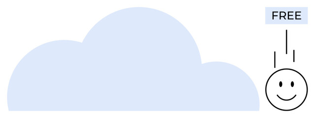 Cloud storage concept. Cloud design showing data accessibility with free access and smiling face icon. Cloud storage enables data sharing, free services, and user satisfaction. Ideal for IT, tech