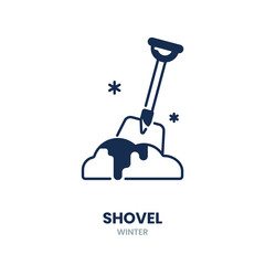 Shovel icon. tool, snow, winter, dig, handle, equipment, cold, outdoor, cleanup, blade. Vector Icon Illustration