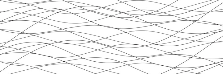 Abstract Black Lines, White Background, Curvy Shapes, Minimalist Visuals, Graphic Design, creating visual interest and depth through simple lines for various design projects