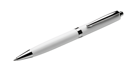 Elegant white ballpoint pen isolated on black background for professional use