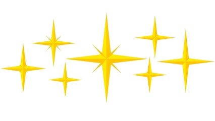 Golden starburst collection on white background for graphic design elements