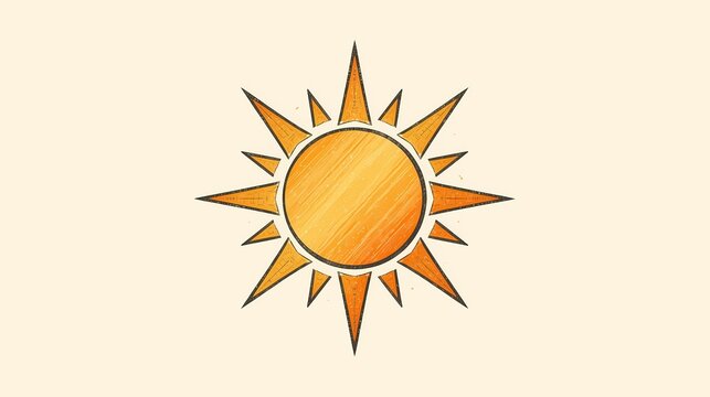 Bright sun symbol with stylized rays in warm orange tones, perfect for summer design and outdoor themes Generative AI