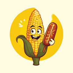 Vintage vector illustration of a cartoon surfer banana and orange fruit pattern design on a summer beach surfboard