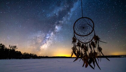 Dreamcatcher under the Milky Way - A Night of Dreams and Stars.