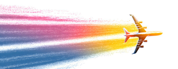 Airplane line path vector icon of air plane flight route