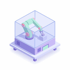 Isometric 3D Robotic Arm in Safety Enclosure