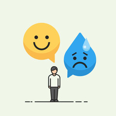 Person dealing with conflicting emotions of happiness and sadness.