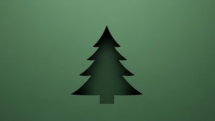 Minimalist Christmas Tree Silhouette on Green Background for Festive Designs