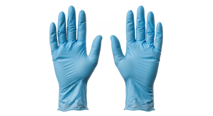 Pair Of Blue Disposable Medical Gloves On Black Background