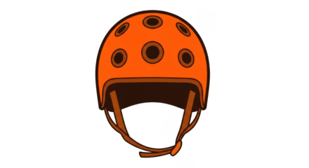 Flat Design Orange Sports Helmet On Black Background
