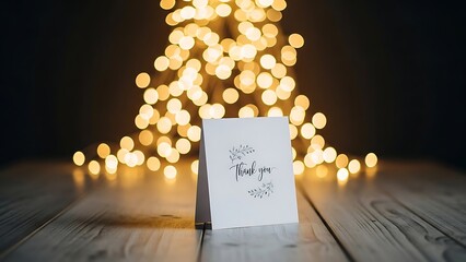 Thank you card with fairy lights background
