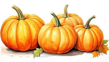 Vibrant Pumpkins - A Harvest Still Life Illustration.