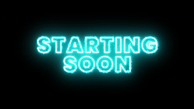 Blue Glowing Neon Starting Soon Text Animation for Twitch and Live Streaming