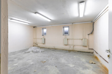 Empty Basement Room with Concrete Floor Interior