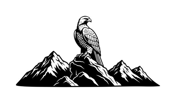 Majestic eagle perched atop rocky mountains, a symbol of freedom and power