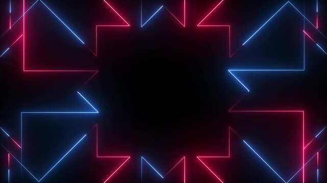 cube neon gometric frame on black colour background, copy space ,looped,4k resolution light sweep glowing animate.