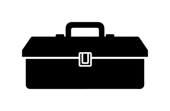 Classic black toolbox icon for handy projects and DIY home improvements