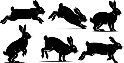 Fototapeta premium Rabbit Silhouette Bundle – Cute Bunny Vector Set